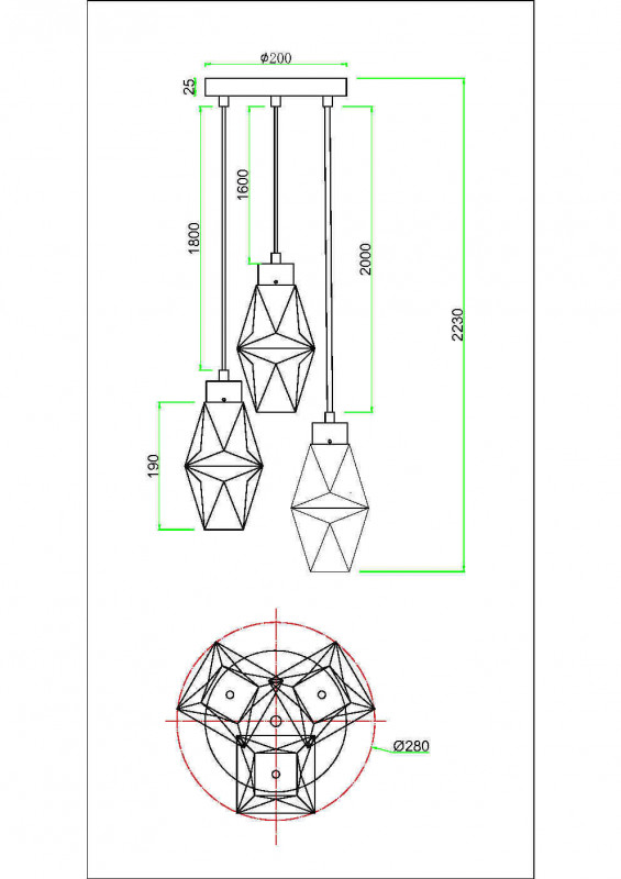 Подвесной светильник Maytoni MOD325PL-03G